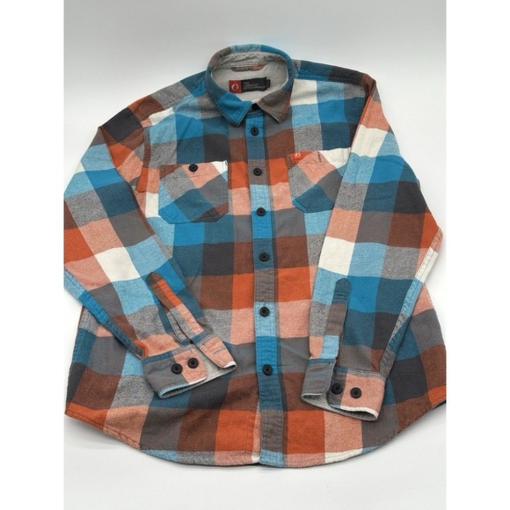 The American Outdoorsman Flannel Shirt Orange‎ Plaid Men's Medium - Picture 2 of 9